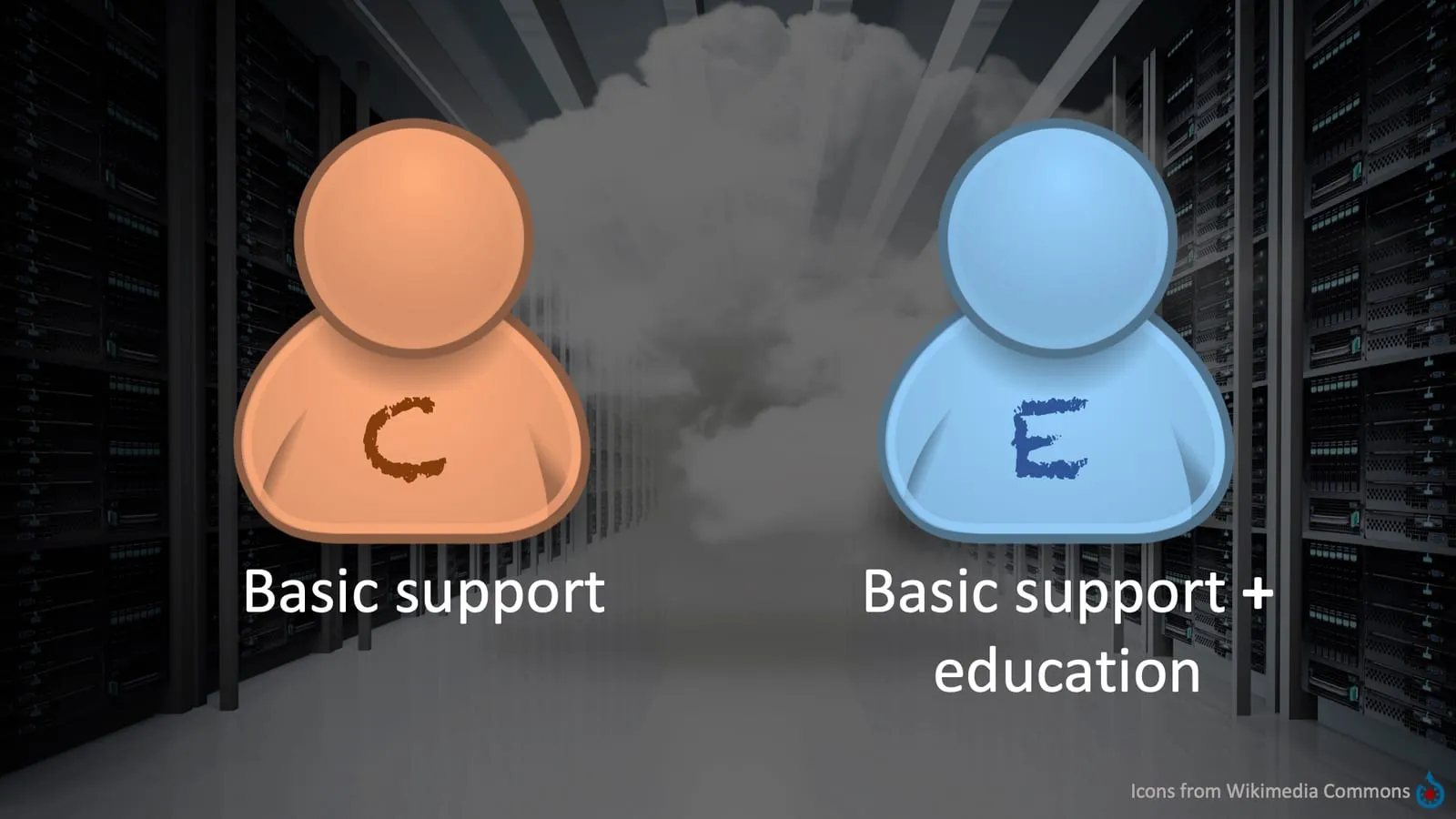 Two similar customers: one with basic support, the other with basic support plus education